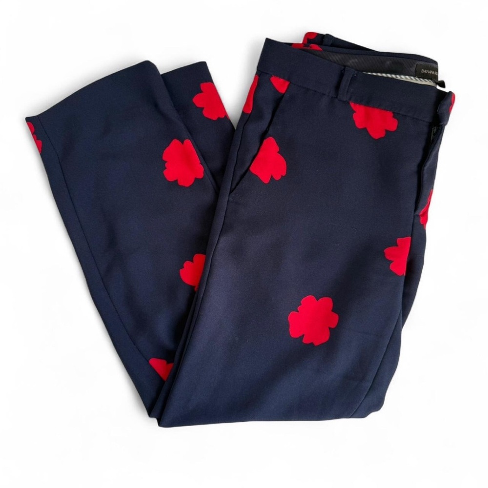 Banana Republic Navy and Red Floral Avery Pant